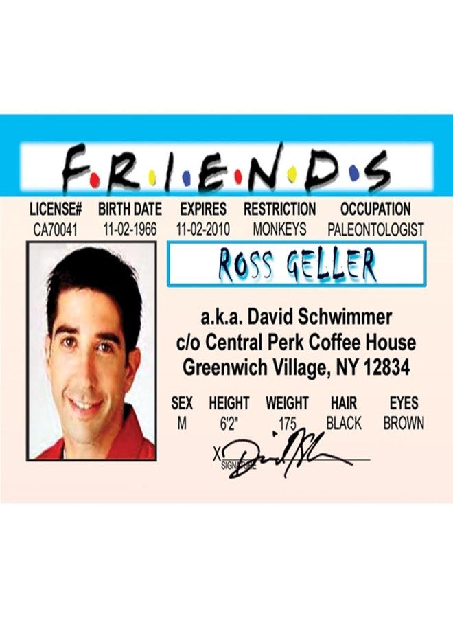Signs 4 Fun Parody Driver’s License | Friends - Ross ID | Fake ID Novelty Card | Collectible Trading Card Driver’s License | Novelty Gift for Holidays | Made in The USA